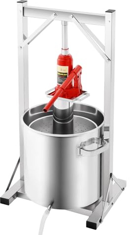 22L Obstpresse, 304 Lebensmittelqualität Sicherheit Edelstahl, Presse 150kg Pressleistung, Saftpresse Manuell Dual-Edelstahlfässern mit Filtern-Weinpresse Verwendbar für Weine, Säfte