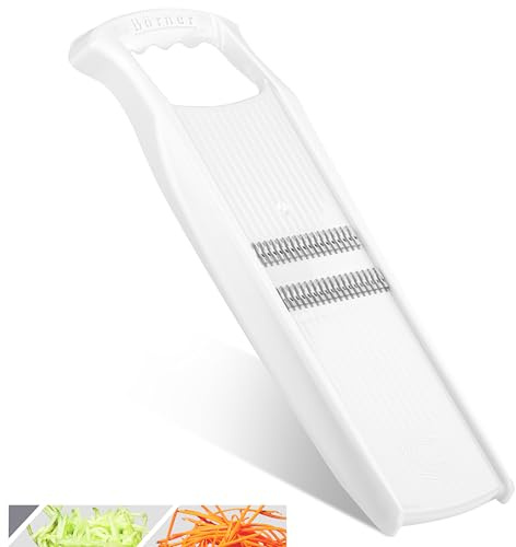 Börner Roko PowerLine Gemüseschneider • Streifenschneider für Obst & Gemüse • Julienne Schneider für feine Streifen • Gemüsehobel fein • Küchenhobel • Reibe (Weiß)