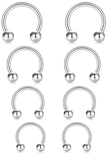 Crdifu 8er Hufeisen Piercing Nase Septum Helix Ring 1,2mm Edelstahl Nasenring Horseshoe Tragus Ohrring 6-12mm