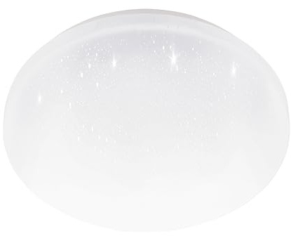 EGLO LED Deckenleuchte Pogliola-S, Ø 26 cm, 1 flammige Wandlampe, Kristalleffekt Deckenlampe aus Stahl und Kunststoff in Weiß, Wohnzimmerlampe, Küchenlampe, Bürolampe, Flurlampe Decke