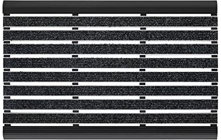 PANA® Aluminium Türmatte (39x60cm) • Fußmatte Außen • Schmutzfangmatte • Fussabtreter mit Nadelfilzeinlagen für den Außenbereich • Floor mat • Farbe: Dunkelgrau