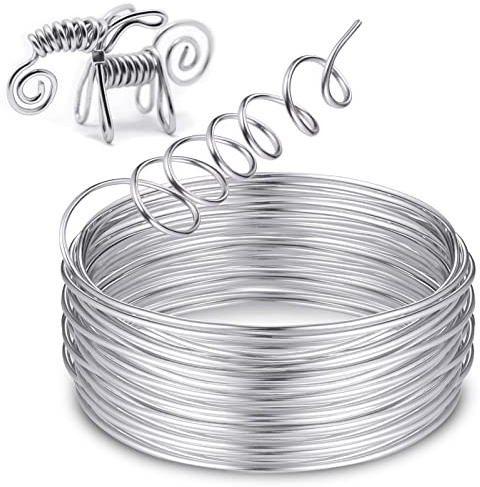 Zocipro Basteldraht 3mm x 10 m, Silberdraht, Schmuckdraht, Aluminiumdraht, Weicher & Biegsamer Draht, Draht für Schmuck, Dekoteile, DIY-Skulpturen, Kranzherstellung & Bonsai-Bäume,Silber