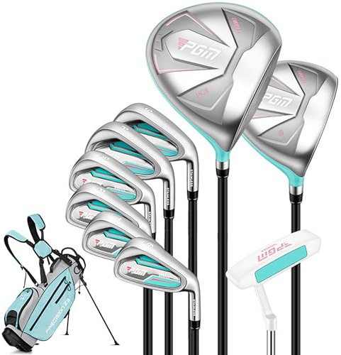 PGM Damen Golfschläger-Sets - 9-teilig - 2 Holz (#1,5), 6 Eisen (#6,7,8,9,PW,SW), 1 Putter - mit Golftasche - Graphitschaft