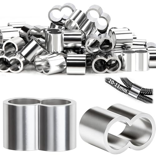 SWTYExt Seilklemme 10 mm Quetschhülsen 40 Stück Seilklemmen Aluminium | Pressklemmen, Doppelhülsen, Würgeklemmen, Crimpschlaufe, für Gummiseil, Anhängerplane, Expanderseil