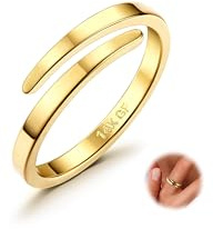 Diamday 14K Vergoldet Offene Finger Ringe für Damen Herren Verstellbar Daumen Midi Eternity Band Ring Stapelbar Dünner Ring Goldfarben Offene Knuckle Ringe Damen Mode Ringe Schmuck Geschenke
