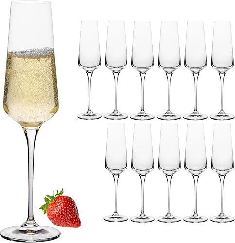IMPERIAL glass Sektkelche 220ml Serie 'Athen' Proseccogläser Set 12-Teilig Sektgläser aus Crystalline Glas Spülmaschinenfest