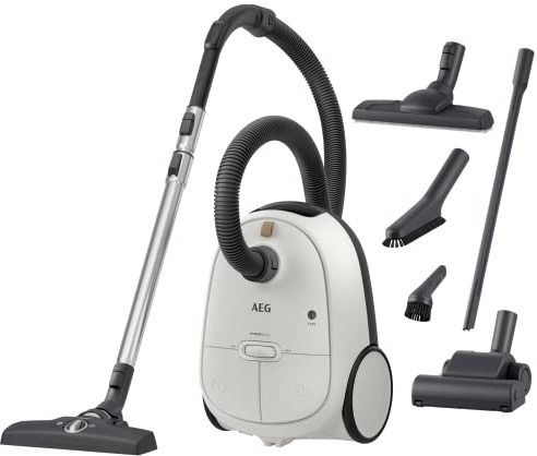 AEG HYGIENIC 6000 Staubsauger mit Beutel, 3 Jahre Garantie, 850 W, AB61H6SW | Für Allergiker, Asthmatiker u. Haustierbesitzer, waschbarer Allergy Filter, Anti Allergy Beutel, Turbodüse für Tierhaare