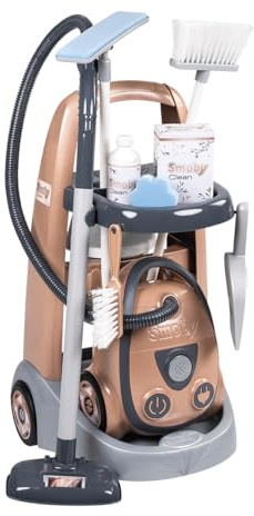 Smoby - Rowenta Reinigungstrolley - Putzwagen + Reinigungsset mit 8 Zubehörteilen - Rollwagen, Besen, Mop & Staubsauger mit Sound - ab 3 Jahren, mit Recyclingmaterial