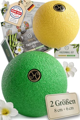 HELDSON® Premium Faszienball klein 2er Set [6cm & 8cm] - Faszien Ball hart - Faszienball für Füße - Massage Ball um Verspannungen in Nacken, Schulter zu lösen - Faszienkugel - Massageball Rücken