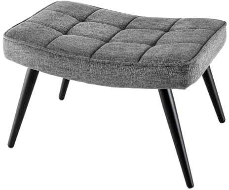 Hocker SCANDINAVIA 60cm - grau schwarz - Strukturstoff Metall | Ziersteppung, passend zum Sessel, stabiler Stand, pflegeleichter Bezug, komfortable Polsterung
