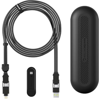 Rolling Square, inCharge XL 300 cm, USB-C-Kabel, Universal-Smartphone-Kabel, Geschenk für Männer, 6-in-1-Universalladegerät für Smartphones, technisches Gadget, Schwarz, Lightning-Kabel 100 W