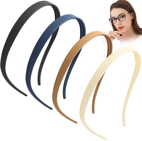 Haarreifen für Brillenträger 4 Stück, Zickzack Haarreif | Rutschfeste Haarreifen, Make Up Haarreif, Frisurenhilfe für Sport Fitness Tägliches
