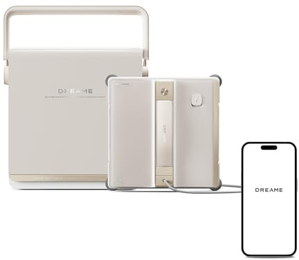DREAME C1 Station S Kit Fensterputzroboter, Rundum-Sicherheitskonzept, Mobile Station, automatischer Kabeleinzug, CornerClean-Technologie,Dual-Spray-Technologie,intelligente Planung des Reinigungswegs