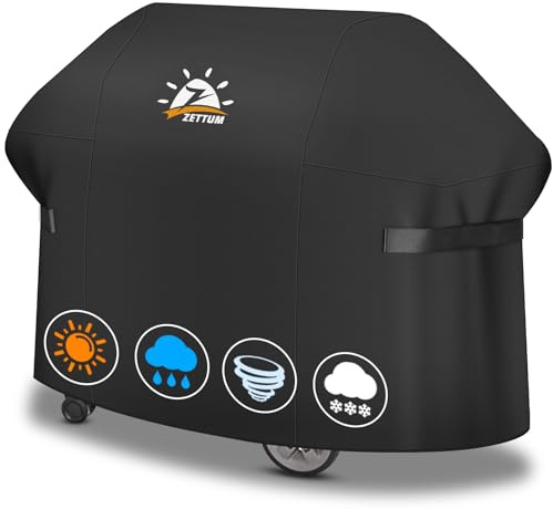 Zettum Grillabdeckung 139 cm - Grill Abdeckung für Weber Grill Wetterfest Heavy Duty & Wasserdicht, PU abdeckhaube für Char-Broil, Nexgrill, Monument, Dyna-glo, Brinkmann (139 L x 61 W x 106 H cm)