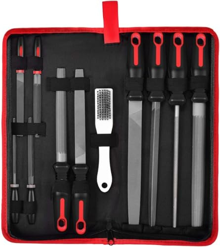 Feilen Set COSMOERY 12tlg, Flachfeile Halbrund, Rundkopf Feile 200mm, Flachfeile 150mm, Schlüsselfeile 100mm, für 3D-Druck, Holzarbeiten und Werkstatt