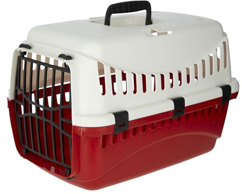 Kerbl Pet Transportbox Expedion, Creme/Bordeaux, 45x30x30 cm, Hundebox, Katzenbox, Hundetransport, Kunststoff, kleine Hunde, Katzen