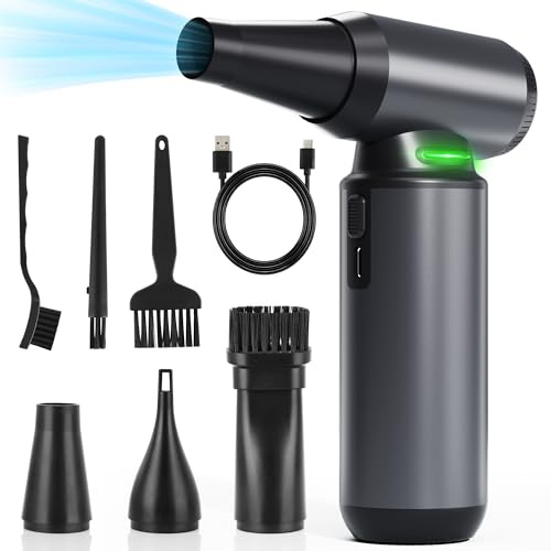Ludfirm Staubgebläse Elektrischer Air Duster Druckluftspray Alternative 300000 U/min Kabelloser Wiederaufladbar 8000 mAh Akku Mit Düsen Und Bürsten Für Tastatur PC Auto Büro Elektronik