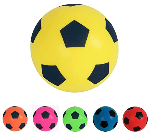 HTI Fun Sport Schaumstoff-Fußbälle | Weiche, sichere Schaumstoffbälle für Indoor & Outdoor | Langlebig, leicht & ideal für Kinder & Erwachsene | Spaß für alle Altersgruppen | 19,4 cm (1 Gelb)