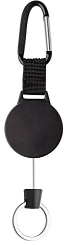 Kuuqa Schlüsselanhänger Ausziehbar Heavy Duty Retractable Schlüsselrolle Schlüsselkette Ausweis JoJo mit 100cm Stahldrahtseil, Schwarz