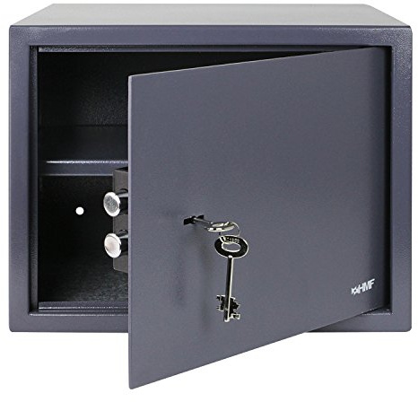 HMF 49203-11 Safe Tresor mit Schlüssel, Möbeltresor | 38 x 30 x 30 cm | Anthrazit