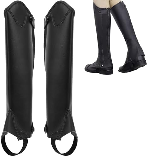 HERCHR Half Chap Für Kinder, REIT-Half Chaps, Kinder-Chaps, Reitgamaschen, Schutzausrüstung Für Den Reitsport, Leder-Reißverschluss, Half Chap, Unisex-Kinder(cm)