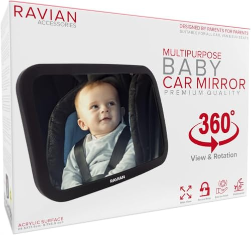 Babyautospiegel für den Rücksitz - Sicherster Autositzspiegel mit kristallklarer Sicht, unzerbrechlicher, verstellbarer Rückspiegel für kleine Kinder, mit LKW