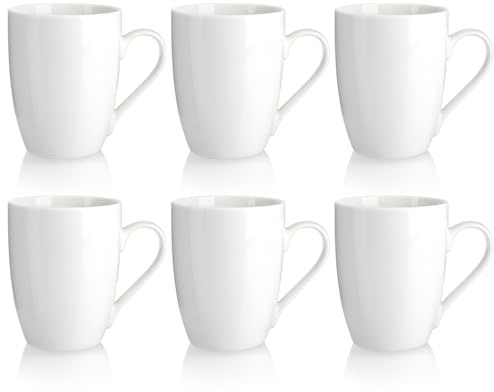 com-four® 6x Kaffeetassen aus Keramik - Kaffee-Becher in modernem Design - Basic Kaffeepott White für Kalt- und Heißgetränke - weiße Henkeltasse - Trinkbecher 300ml