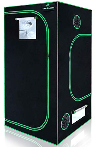 GA Growzelt 100x100x200 cm (3.3x3.3) anzuchtzelt Zelt Reflektierendes Mylar-Hydrokultur-Gewächshauszelt wasserdichter Bodenwanne für Zimmerpflanzenanbau Schwarz