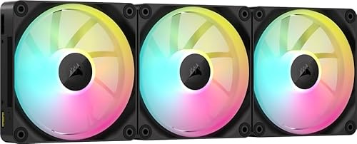 Corsair iCUE LINK LX120 RGB 120mm PWM-Lüfter Dreierpack – Dual Light Loops – Inklusive iCUE LINK System Hub – Corsair AirGuide Technologie – Schwarz