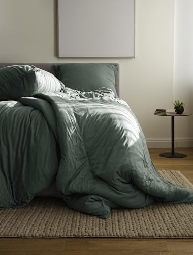 Bierbaum Bettwäsche 4135, Jersey Melange Uni, Designed in Germany, grün 30, 135x200 und 80x80 cm
