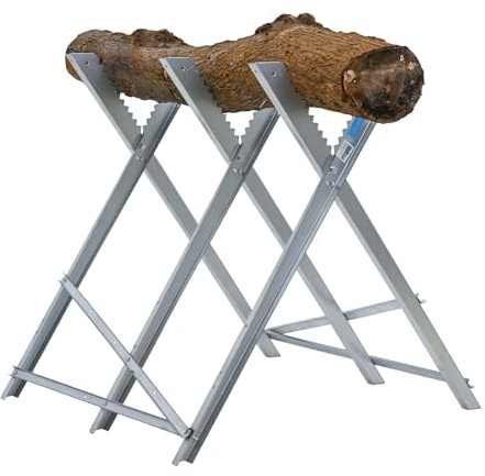 TRUTZHOLM Holzsägebock klappbar Sägebock aus verzinktem Stahl Tragkraft 150 kg Sägehilfe Kettensägebock Holzbock mit Zahnung für Baumstämme Klappbock für Holzsägearbeiten (HxBxT) ca. 82x80x77 cm