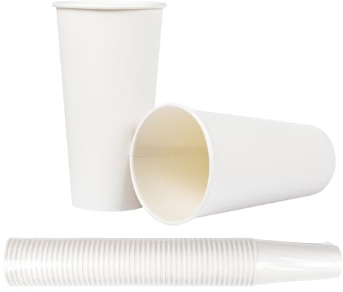 HEKU 50 weiße Pappbecher 0,5l | Frischfaser mit Beschichtung | Umweltfreundlich & recyclingfähig | FSC-Zertifiziert | Für Heiß- und Kaltgetränke | Ideal für Veranstaltungen, Büros und Cafés
