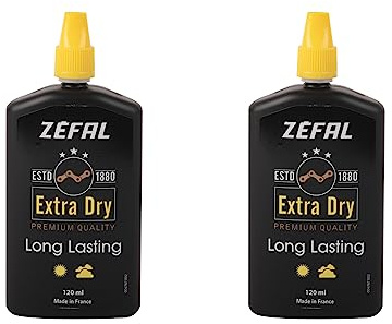 ZEFAL 2 x Extra Dry Wax Trocken Kettenöl Fahrrad - Kettenwachs Dry Lube Fahrrad - 2 Flaschen Fahrradkettenschmiermittel auf Wachsbasis - 120 ml x 2
