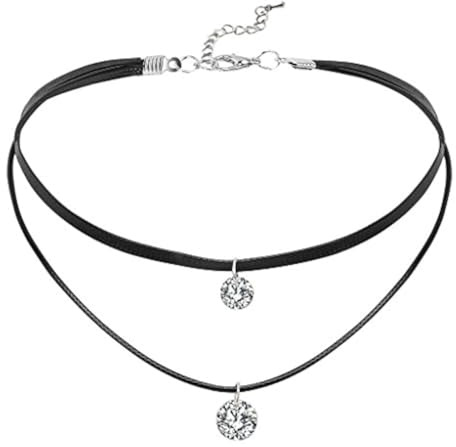 Daesar Choker Kette Damen, Kropfband Perlen 2-Layer mit Anhänger Zirkonia Halskette Personalisiert 41CM Kropfbänder in Bijouterie