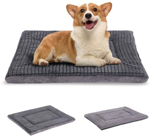 BVAGSS Orthopädisches Hundebett, Waschbar Hundekissen flauschig Hundematte, Umkehrbar Weiche und Warme Hundematte für klein mittel große Hunde XH079 (76x50x4cm,Light Grey)