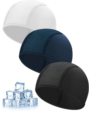 Becellen 3 Stück Fahrradmütze unter Helm, Atmungsaktive Mesh Skull Cycling Cap Leichte Unterhelmmütze Fahrradkappe Sommer für Männer Frauen
