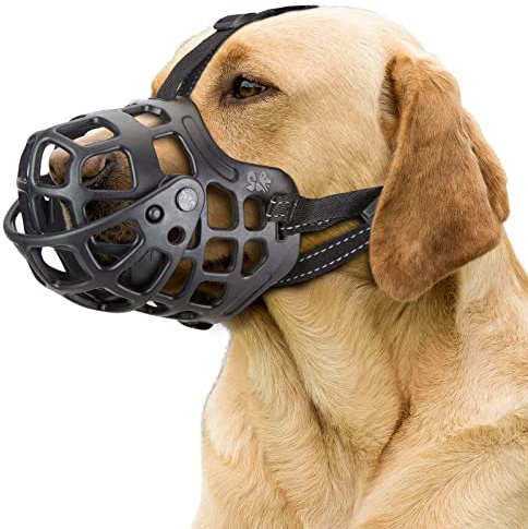 Ownpets Maulkorb Hund, verstellbar, mit beweglicher Abdeckung, Schwarz, XL | für Große Hunde, verstellbare Passform