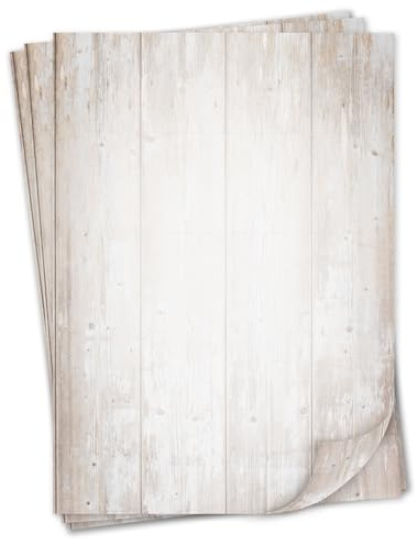 younikat Briefpapier Holzoptik I 50 Blatt DIN A4 Schreibpapier 90 g/m² I Papier in Holzoptik braun-beige natur I für Einladung Urkunde Speisekarte Menükarte I dv210
