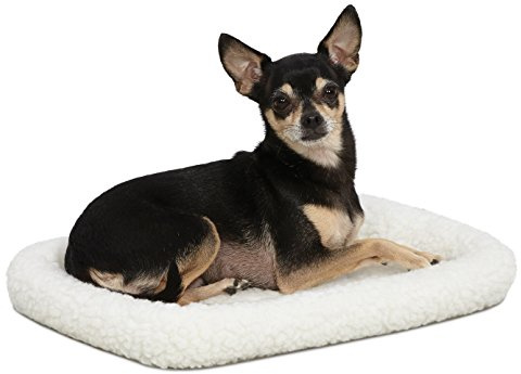 MidWest Homes for Pets QuietTime XXS Hundebett, weißes Fleece-Randpolster, ultraweich und maschinenwaschbar, passend für 46 cm große (Transport-)Boxen, für kleine Hunde und Katzen