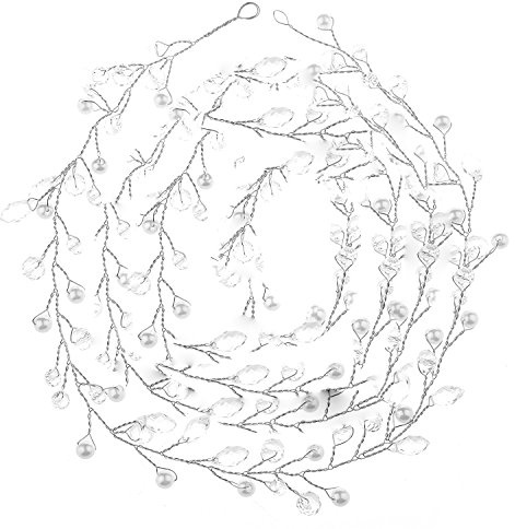 Haarkette Flechtfrisur Flechten Hochzeit Perlen Haarschmuck Kette Haarband Braut Diadem Haargesteck (Silber)
