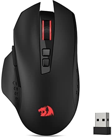 Redragon M656 Gainer Kabellose Gaming Maus 2,4 GHz 4000 DPI | 5 DPI Stufen 7 Makrotasten Rote LED Hintergrundbeleuchtung Pro Software Kompatibel PC Mac Laptop