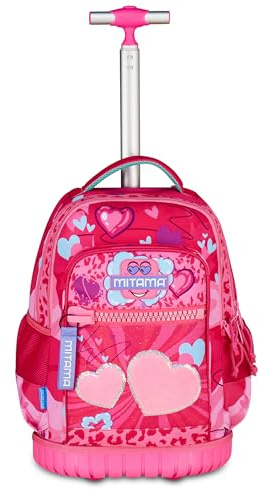 Seven SJ Mitama Schultrolley Run Maxi FURRYPINK, Fuchsia, Doppelfach, Fronttasche, 2 Seitentaschen, Grundschule und Freizeit, Mädchen, Fuchsia, Taglia Unica, Casual, fuchsia, one size, Casual