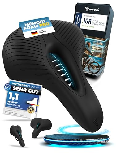 MIVELO Comfort PRO Fahrradsattel mit Memory Foam I Fahrrad Sattel Damen I Fahrradsattel Herren bequem & ergonomisch (Trekking)