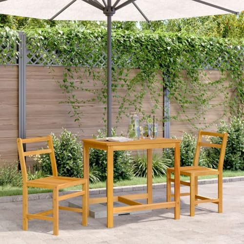 FWIKDUN Outdoor-Möbel-Set Massivholz Balkonmöbel-Set aus Akazienholz Massivholz Balkonmöbel-Set Akazie Balkonset mit Latten-Design 3-TLG.