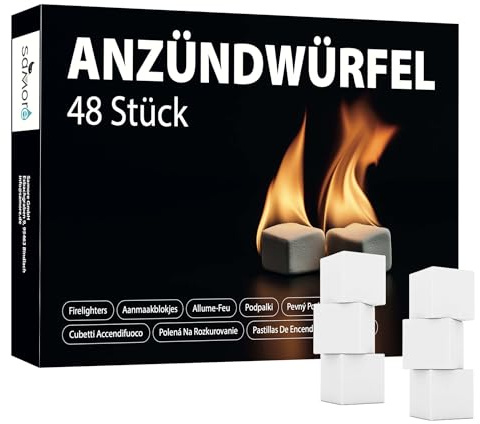 Samore 1152 x Anzündwürfel (= 24 Packungen x48 Stück) Kaminanzünder Kohleanzünder Anzünder Würfel Grillanzünder Ofenanzünder für Kamin, Ofen Kohlenanzünder Anzündwolle Anmachwürfel