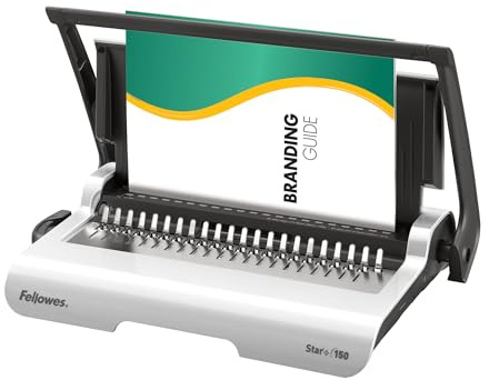 Fellowes Star+ Bindemaschine mit Aufbewahrungsfach – 15 Blatt Stanzkapazität für A4-Dokumente – Manuelle Plastikbindemaschine – 150 Blatt Bindekapazität – Ideal für Zuhause oder das kleine Büro