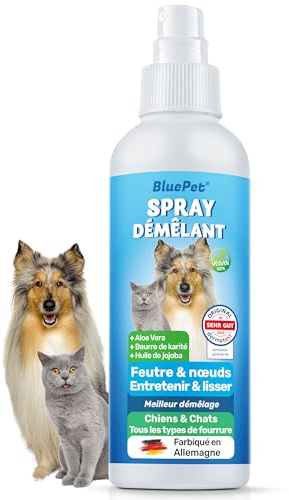 BluePet 200 ml Entfilzungsspray für Hunde & Katzen I Löst Verfilzungen & Verbessert Kämmbarkeit, Anti Filz Spray als Fellspray für Fellpflege, Glätten & Pflegen mit Aloe Vera, Shea-Butter & Jojobaöl