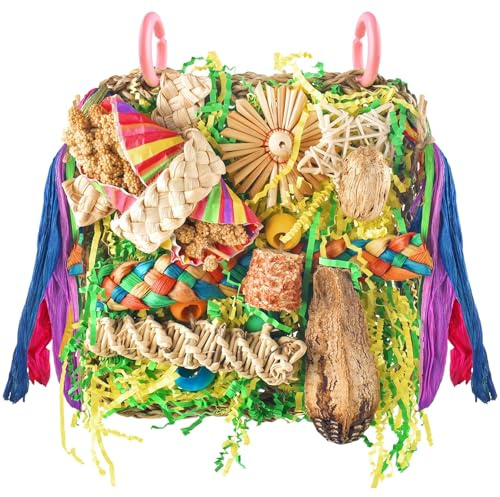 ERKOON Vogelspielzeug, Nymphensittich Futter Wellensittich Spielzeug Bird Feeder Toy for Parakeets Papagei Kauspielzeug,Vögel Am Käfig Installieren Können für Alle Papageien & Vogel (Rosa)