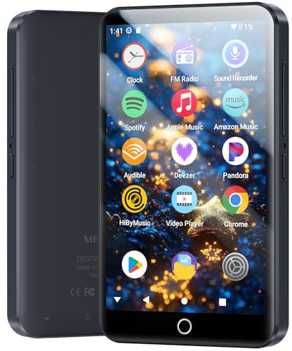 160GB MP3 Player Spotify mit WiFi Bluetooth, 4,0 Zoll Touchscreen, Android 13 MP4 Player, Audible Compatible, FM Radio, Amazon Music, Deezer, Pandora, Play Store