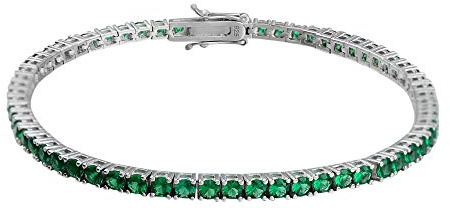 Gold Gala Tennis Armband 925 Sterling Silber Zirkonia Herren Damen (Smaragd, 20.50)